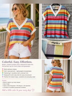 Haptics Multicolor Stripe V-Neck Knit Tunic